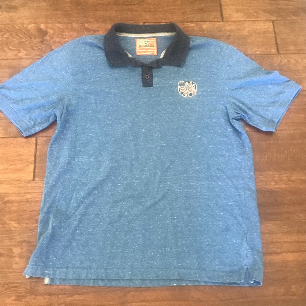 American flag 3 button polo